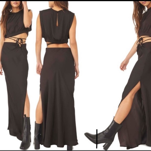 NWOT. Free People Remi satin maxi skirt - Picture 3 of 5